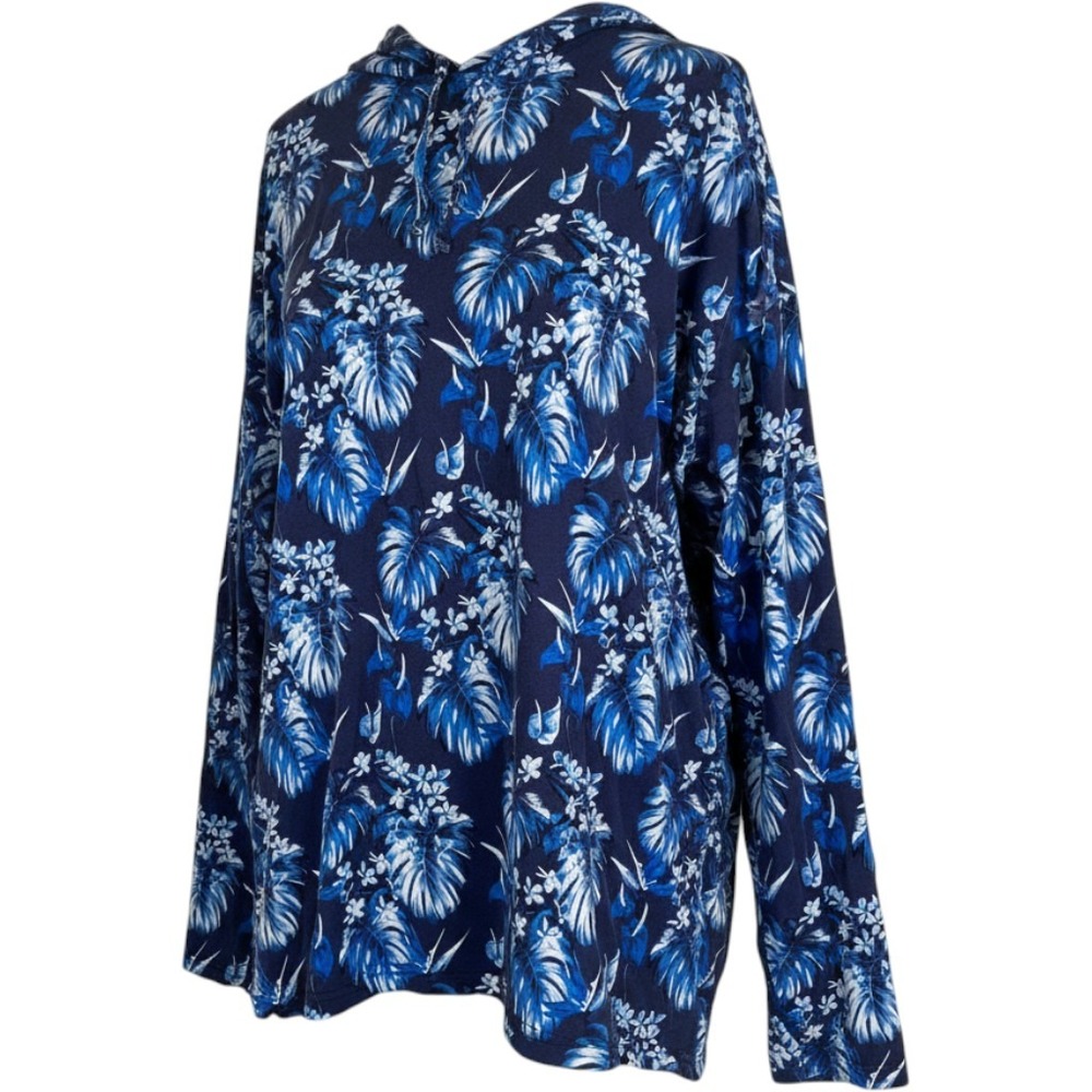 EUC! POLO Ralph Lauren Tropical Floral Hoodie Blue Hawaiian Print 3X Tall Men